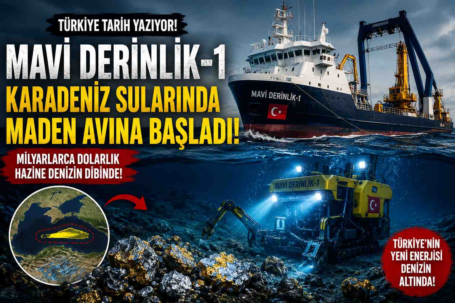 Mavi Derinlik-1 Karadeniz Sularında Maden Avına Başladı
